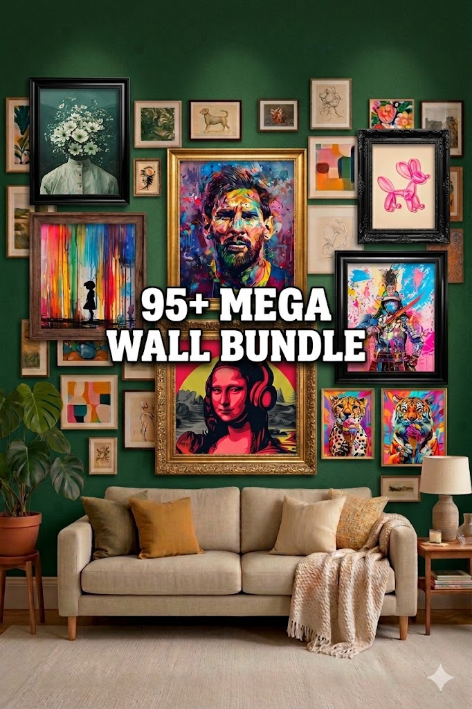 95+ Mega Wall Art Bundle, Eclectic Gallery Wall Set, Colorful Pop Art Prints, Modern Home Decor, Digital Download, Maximalist Room Decor